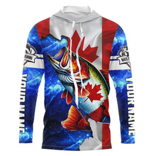 Load image into Gallery viewer, Bass Fishing Canadian Flag patriotic UV protection Custom name long sleeves shirt NQS9309