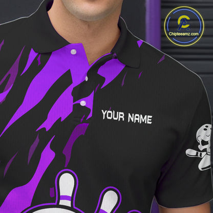 Black and Purple Skull Bowling Shirts for Men Custom Team bowling jersey, gift for bowlers NQS11710