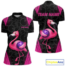 Load image into Gallery viewer, Funny Pink Flamingo Black Bowling Camo Bowling Shirts for Women Custom Flamingo Team bowling outfit NQS11716