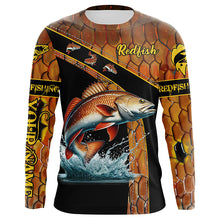 Load image into Gallery viewer, Redfish fishing scales UV protection Custom long sleeve fishing shirts, red drum fishing jerseys NQS5394