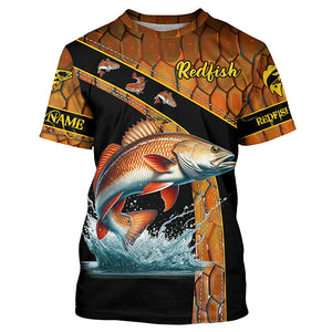 Redfish fishing scales UV protection Custom long sleeve fishing shirts, red drum fishing jerseys NQS5394