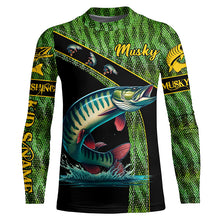 Load image into Gallery viewer, Musky fishing scales UV protection Custom long sleeve fishing shirts, muskie fishing jerseys NQS5395