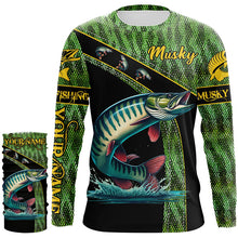 Load image into Gallery viewer, Musky fishing scales UV protection Custom long sleeve fishing shirts, muskie fishing jerseys NQS5395