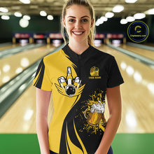 Load image into Gallery viewer, Funny yellow and black Bowling beer shirts for Women custom My drinking team has a bowling problem NQS9927