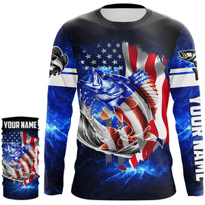 Walleye Fishing 3D American Flag patriotic Customize name All over print shirts NQS414