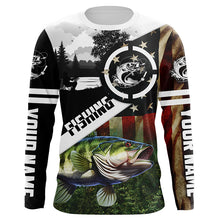 Load image into Gallery viewer, Largemouth Bass Fishing American flag patriot customize performance long sleeve fishing shirt NQS1909