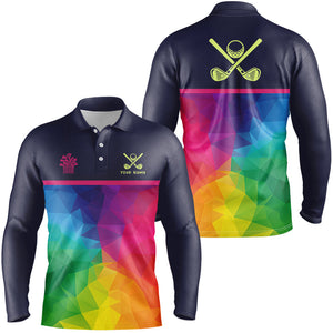 Colorful rainbow pattern Men golf polo shirt custom mens golf tops unique golf gifts NQS8847