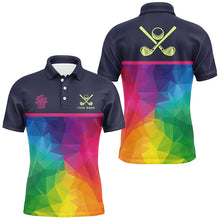 Load image into Gallery viewer, Colorful rainbow pattern Men golf polo shirt custom mens golf tops unique golf gifts NQS8847