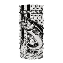 Load image into Gallery viewer, Black and White American Flag Largemouth Bass Fishing Custom patriotic Bass fishing jerseys NQS9112