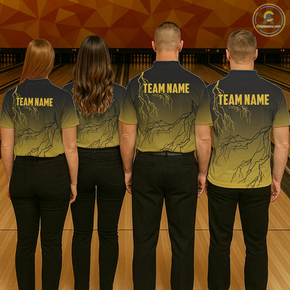 Black and Yellow gradient storm Lightning thunder Bowling shirts for Women Custom Bowling Team Jerseys NQS11172