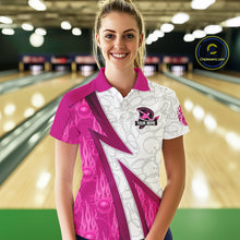 Load image into Gallery viewer, Custom Bowling Polo, Quarter Zip Shirt For Women Pink flame camo Bowling shirts, Bowling Team jerseys NQS11585