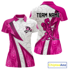Load image into Gallery viewer, Custom Bowling Polo, Quarter Zip Shirt For Women Pink flame camo Bowling shirts, Bowling Team jerseys NQS11585