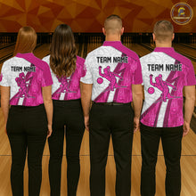 Load image into Gallery viewer, Custom Bowling Polo, Quarter Zip Shirt For Women Pink flame camo Bowling shirts, Bowling Team jerseys NQS11585