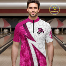 Load image into Gallery viewer, Custom Bowling Polo, Quarter Zip Shirt For Men Pink flame camo Bowling shirts, Bowling Team jerseys NQS11585