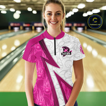 Load image into Gallery viewer, Custom Bowling Polo, Quarter Zip Shirt For Women Pink flame camo Bowling shirts, Bowling Team jerseys NQS11585