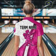 Load image into Gallery viewer, Custom Bowling Polo, Quarter Zip Shirt For Women Pink flame camo Bowling shirts, Bowling Team jerseys NQS11585