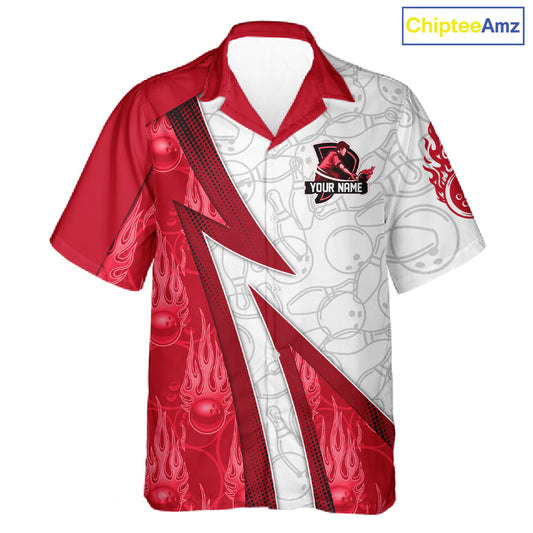 Custom Bowling Hawaiian Shirt Red flame camo Bowling Button up shirts, Bowling Team jerseys NQS11586