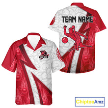 Load image into Gallery viewer, Custom Bowling Hawaiian Shirt Red flame camo Bowling Button up shirts, Bowling Team jerseys NQS11586