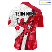 Load image into Gallery viewer, Custom Bowling Polo, Quarter Zip Shirt For Men Red flame camo Bowling shirts, Bowling Team jerseys NQS11586