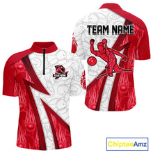 Load image into Gallery viewer, Custom Bowling Polo, Quarter Zip Shirt For Men Red flame camo Bowling shirts, Bowling Team jerseys NQS11586