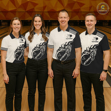Load image into Gallery viewer, Custom Retro Beige and Black Flame Bowling Shirts For Men, Vintage Team Bowling League jerseys NQS11590