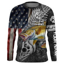 Load image into Gallery viewer, Walleye Fishing American Flag patriotic Custome 3D All Over Printed Shirts Personalized Fishing gift NQS340