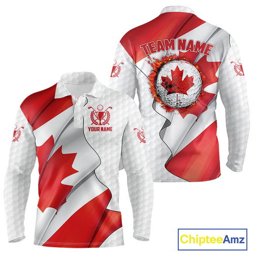 Canadian Flag Golf Polo Shirts For Men Custom team golf jerseys, patriotic golf shirts NQS9929