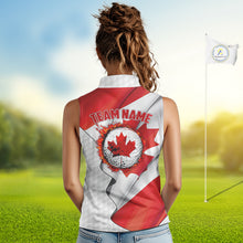 Load image into Gallery viewer, Canadian Flag Women Golf sleeveless Polo Shirt Custom team golf jerseys, patriotic golf shirts NQS9929