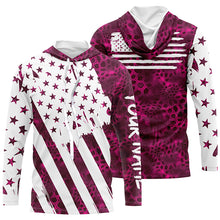 Load image into Gallery viewer, American flag pink camo fishing personalized patriotic UV Protection camouflage Women Fishing jerseys NQS5628