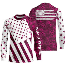 Load image into Gallery viewer, American flag pink camo fishing personalized patriotic UV Protection camouflage Women Fishing jerseys NQS5628