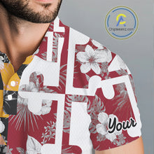 Load image into Gallery viewer, Maryland Flag tropical flower pattern Mens Golf polo shirts Custom mens patriotic golf shirts NQS10064