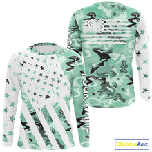 Load image into Gallery viewer, American flag Light green camo fishing personalized patriotic UV Protection camouflage Fishing jersey NQS10366