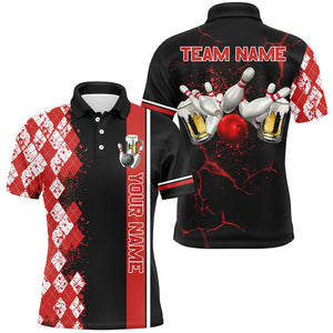 Black and Red Argyle Pattern Bowling Beer Custom Bowling Shirts For Men Bowling Team League Jerseys NQS8418