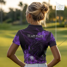 Load image into Gallery viewer, Purple Flame Dragon Women Golf polo shirts Custom Dragon team ladies golf outfit, gift for golf lover NQS10792