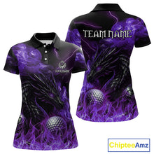 Load image into Gallery viewer, Purple Flame Dragon Women Golf polo shirts Custom Dragon team ladies golf outfit, gift for golf lover NQS10792