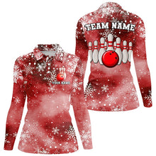 Load image into Gallery viewer, Red Snowflake Christmas pattern Women&#39;s Bowling shirt Custom Christmas Team Bowling League Jersey NQS8855