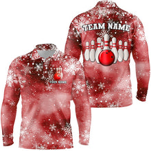 Load image into Gallery viewer, Red Snowflake Christmas pattern Men&#39;s Bowling shirt Custom Christmas Team Bowling League Jersey NQS8855