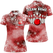 Load image into Gallery viewer, Red Snowflake Christmas pattern Women&#39;s Bowling shirt Custom Christmas Team Bowling League Jersey NQS8855