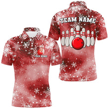 Load image into Gallery viewer, Red Snowflake Christmas pattern Men&#39;s Bowling shirt Custom Christmas Team Bowling League Jersey NQS8855