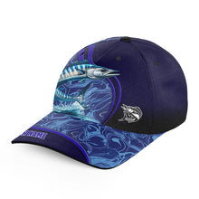 Load image into Gallery viewer, Wahoo fishing blue camo Custom fishing hat Unisex Fishing Baseball saltwater Angler fishing hat cap NQS6978