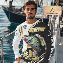 Load image into Gallery viewer, Personalized Crappie fishing shirts Custom sun protection Crappie fishing team jerseys | Gold NQS11373