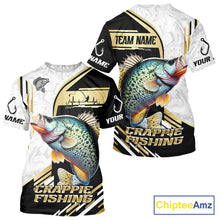 Load image into Gallery viewer, Personalized Crappie fishing shirts Custom sun protection Crappie fishing team jerseys | Gold NQS11373