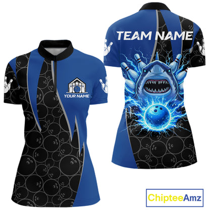 Black and blue lightning thunder shark bowling jerseys women custom bowling outfit ladies NQS11379