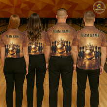 Load image into Gallery viewer, Black and Gold crown Bowling ball pins Bowling Shirts for Men Custom Bowling Team league jerseys NQS11593