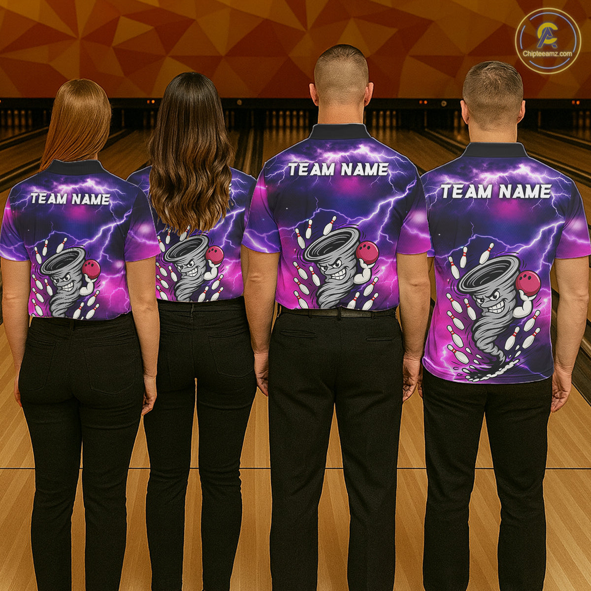 Custom Purple Bowling Jersey Lightning Thunder Funny tornado Bowling Shirts for Men, bowling uniforms NQS11594