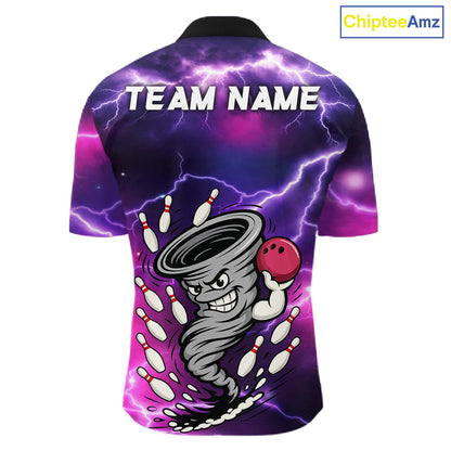 Custom Purple Bowling Jersey Lightning Thunder Funny tornado Bowling Shirts for Men, bowling uniforms NQS11594