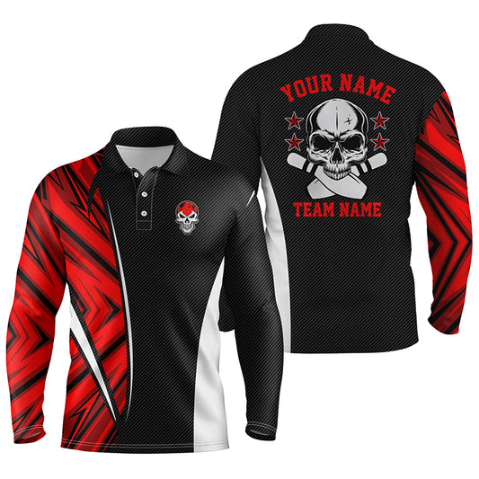 Black red personalized bowling shirt for men – custom name design side view