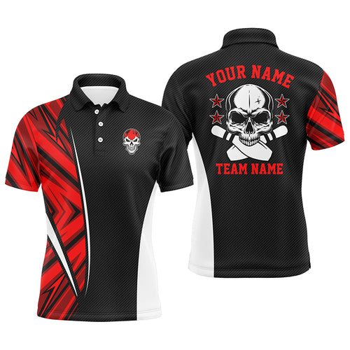 Black and red camo Custom camo Bowling polo Shirts For Men, team skull Bowling Jerseys NQS5633