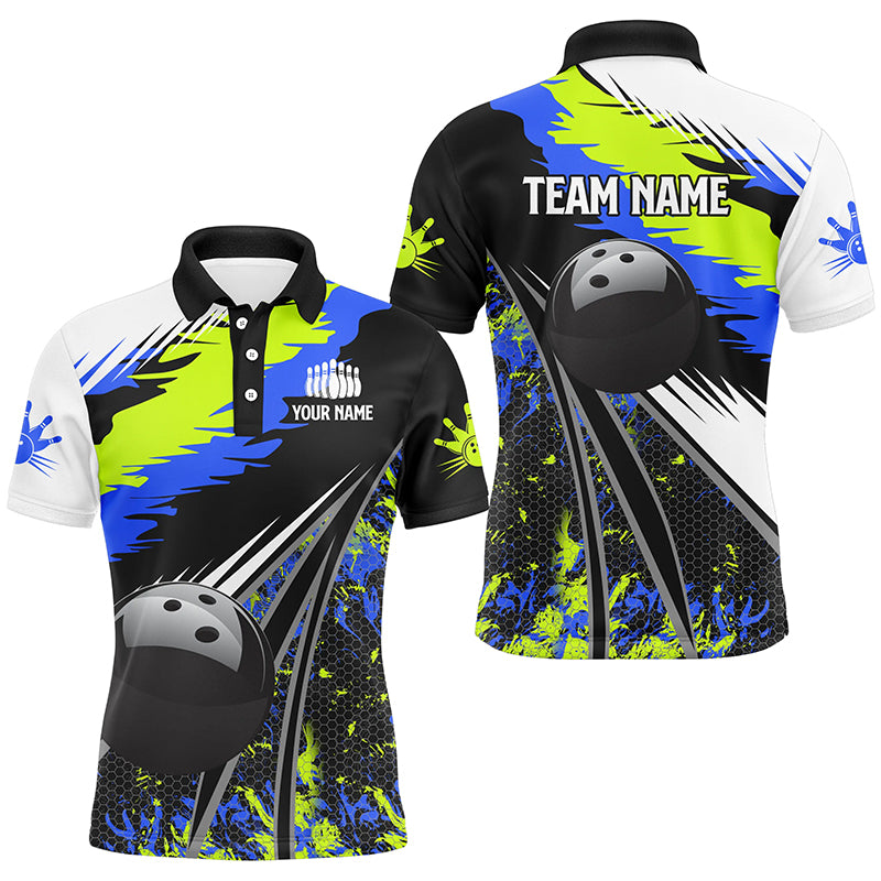 Mens Polo, Quarter Zip bowling shirts Custom black ball green blue camo Bowling Team League Jerseys NQS7741