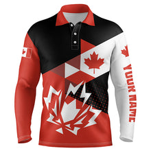 Load image into Gallery viewer, Mens golf polo shirts Canadian flag patriotic personalized Canada golf shirts for men, golf outfit men NQS5874